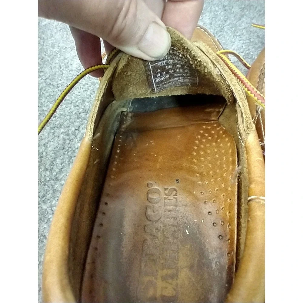 Sebago Campsides Blucher Mocs Men 10 M Tan Leather Lace Up Loafers 69401